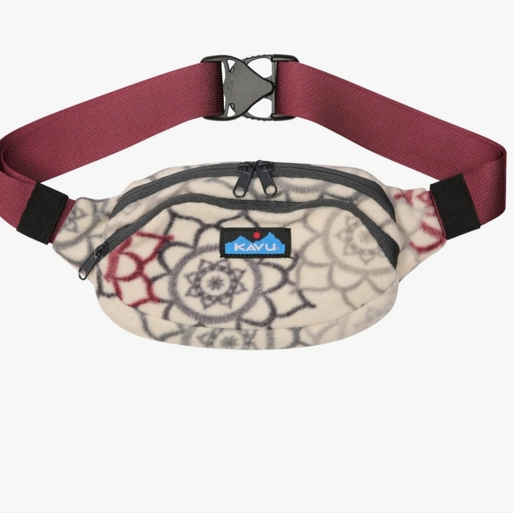KAVU Polar Spectator Belt Bag Fleece Hip Fanny Pack-Doily Wonder